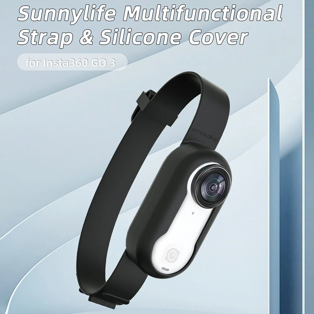 SUNNYLIFE IST-ZD588 For Insta360 GO 3 Silicone Case Camera Protective Cover with Adjustable Loop Strap - Black - 3