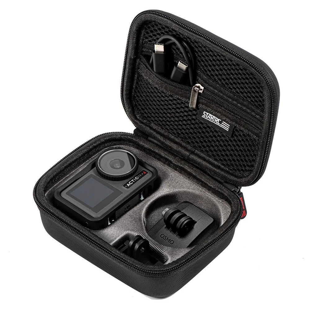 STARTRC 1126181 Storage Bag for DJI Action 4 , Hard PU Travel Box Carrying Case with Buckle+Strap - Standard Set - 7