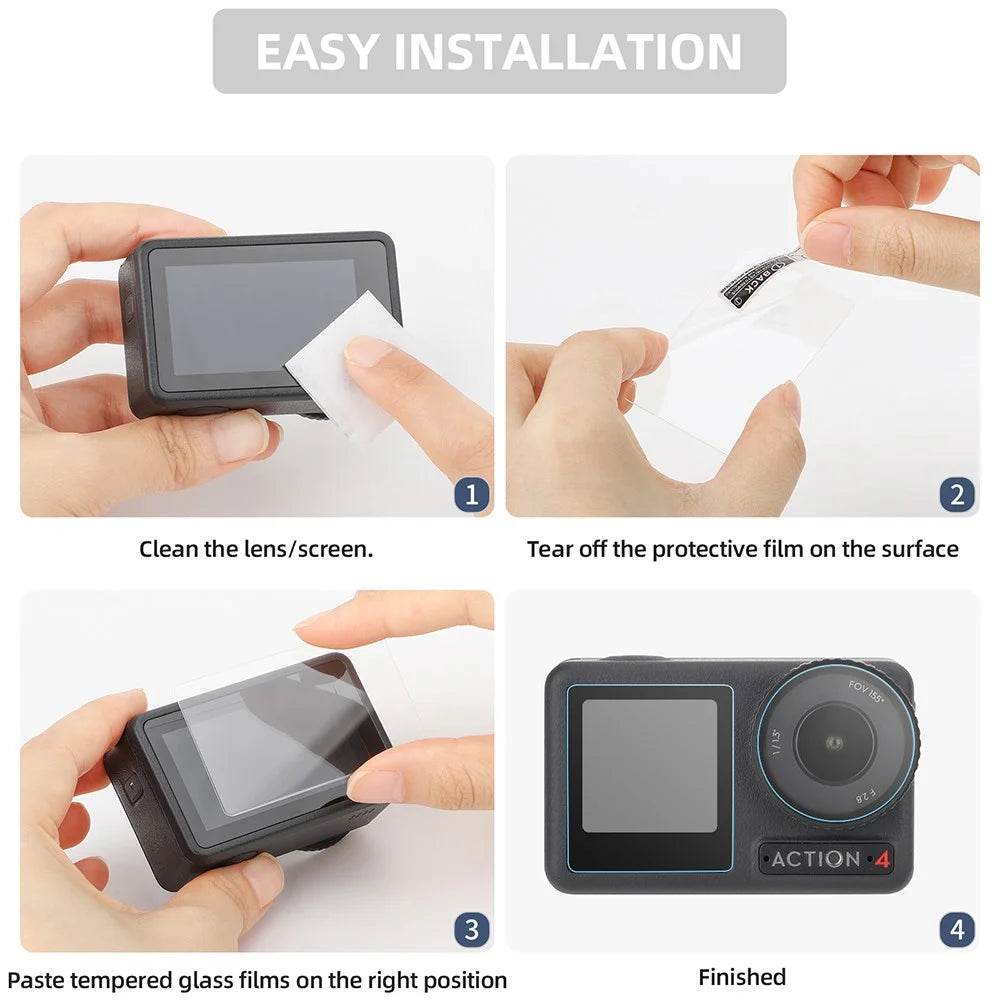 SUNNYLIFE OA4-BHM667 3Pcs Tempered Glass Screen Protector Set for DJI Osmo Action 4 Front / Rear / Lens Camera Screen Film Kit - 5