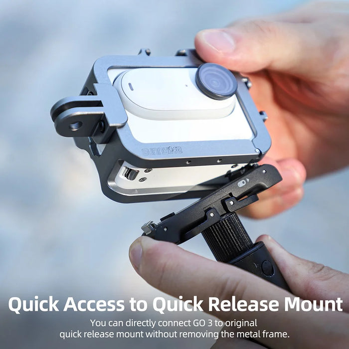 SUNNYLIFE IST-BK596 For Insta360 GO 3 Aluminum Alloy Protective Case Frame Mount Adapter Cold Shoe Bracket - 6