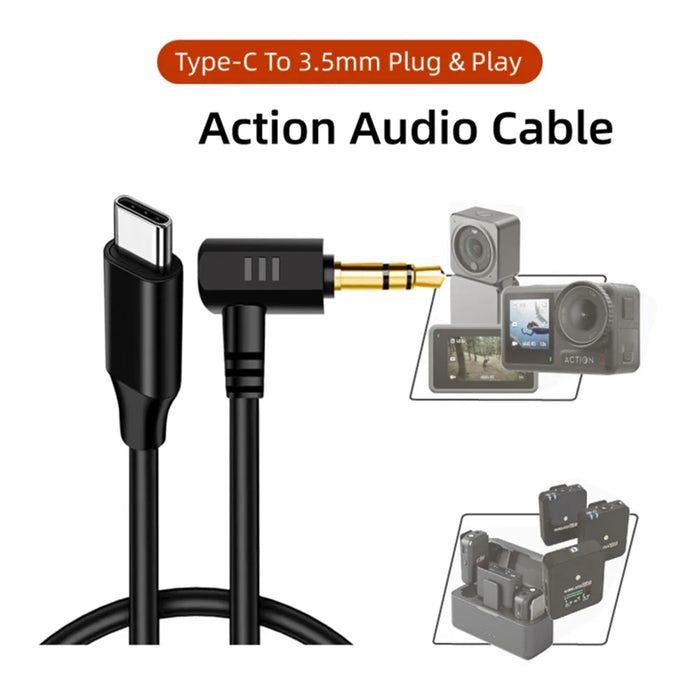 HTX OA4-YPZJX-HTX For DJI Action 4 / 3 / 2 Audio Adapter Cable Sports Camera Type-C to 3.5mm Cable Converter - 3