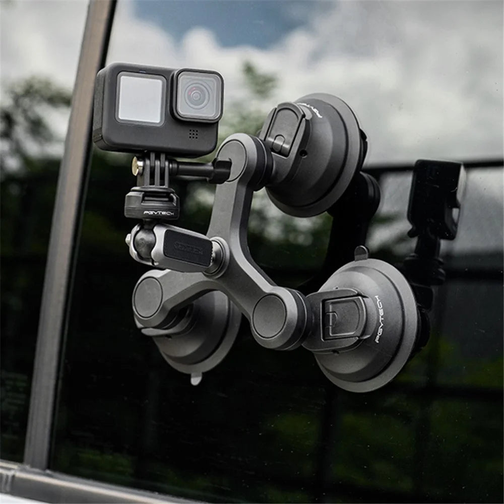 PGYTECH P-GM-224 CapLock Triple Suction Cup Bracket Mount with Ball Head for GoPro  /  Go3  /  Action 4  /  Mobile Phone - 4