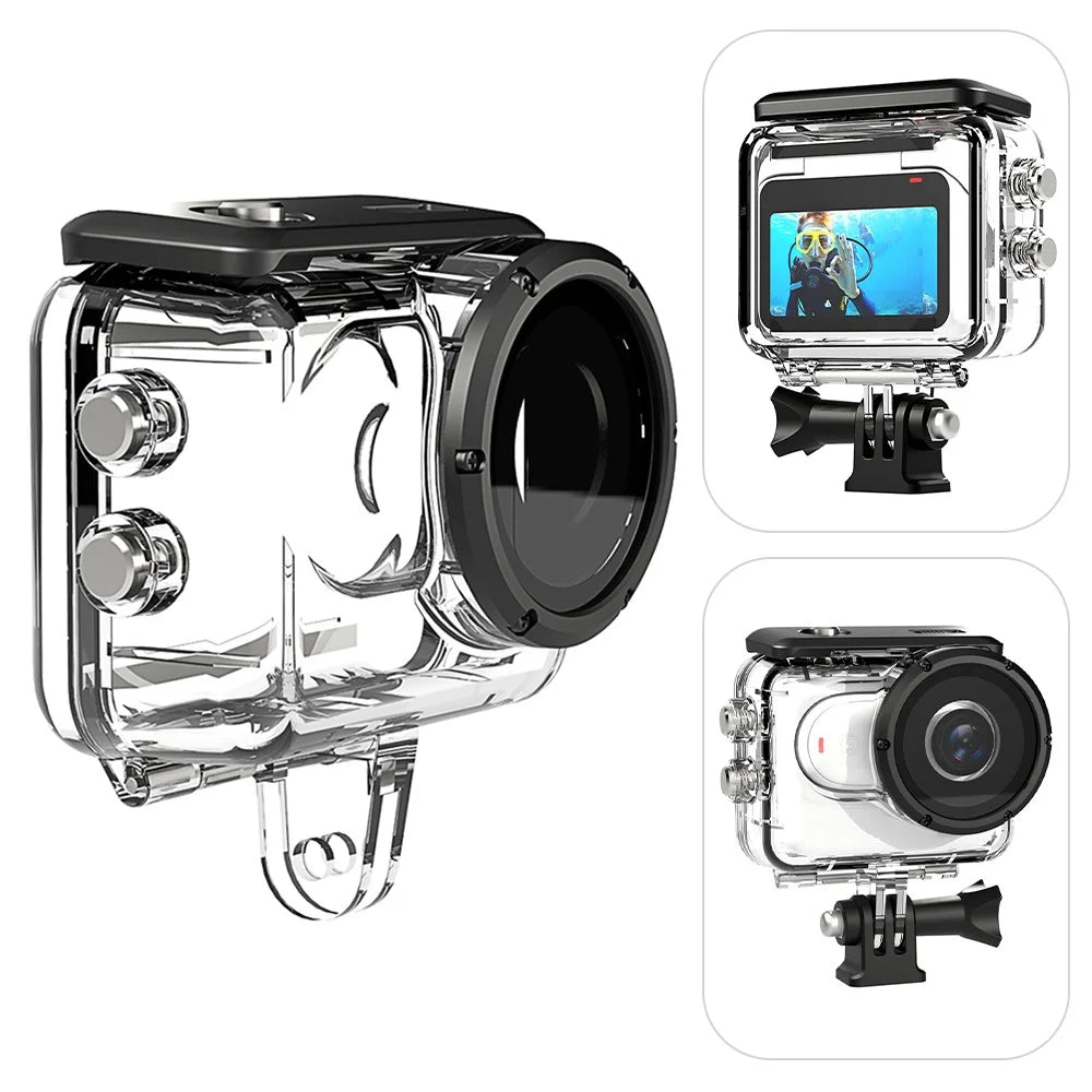40m Waterproof Case for Insta360 GO 3 Camera PC+Stainless Steel Thumb Camera Underwater Diving Cover - 1