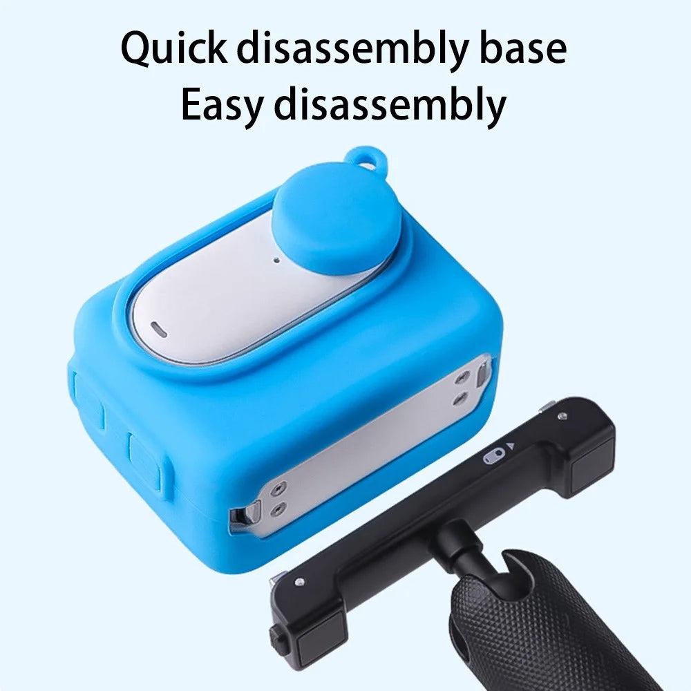 Silicone Cover for Insta360 Go 3 Camera Charging Case Protective Sleeve with Lens Cap - Blue - 3