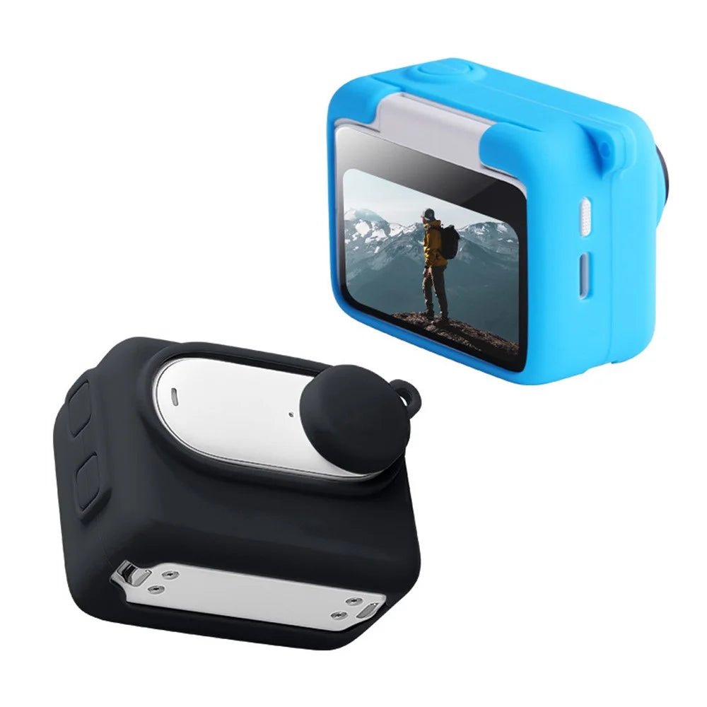 Silicone Cover for Insta360 Go 3 Camera Charging Case Protective Sleeve with Lens Cap - Blue - 5