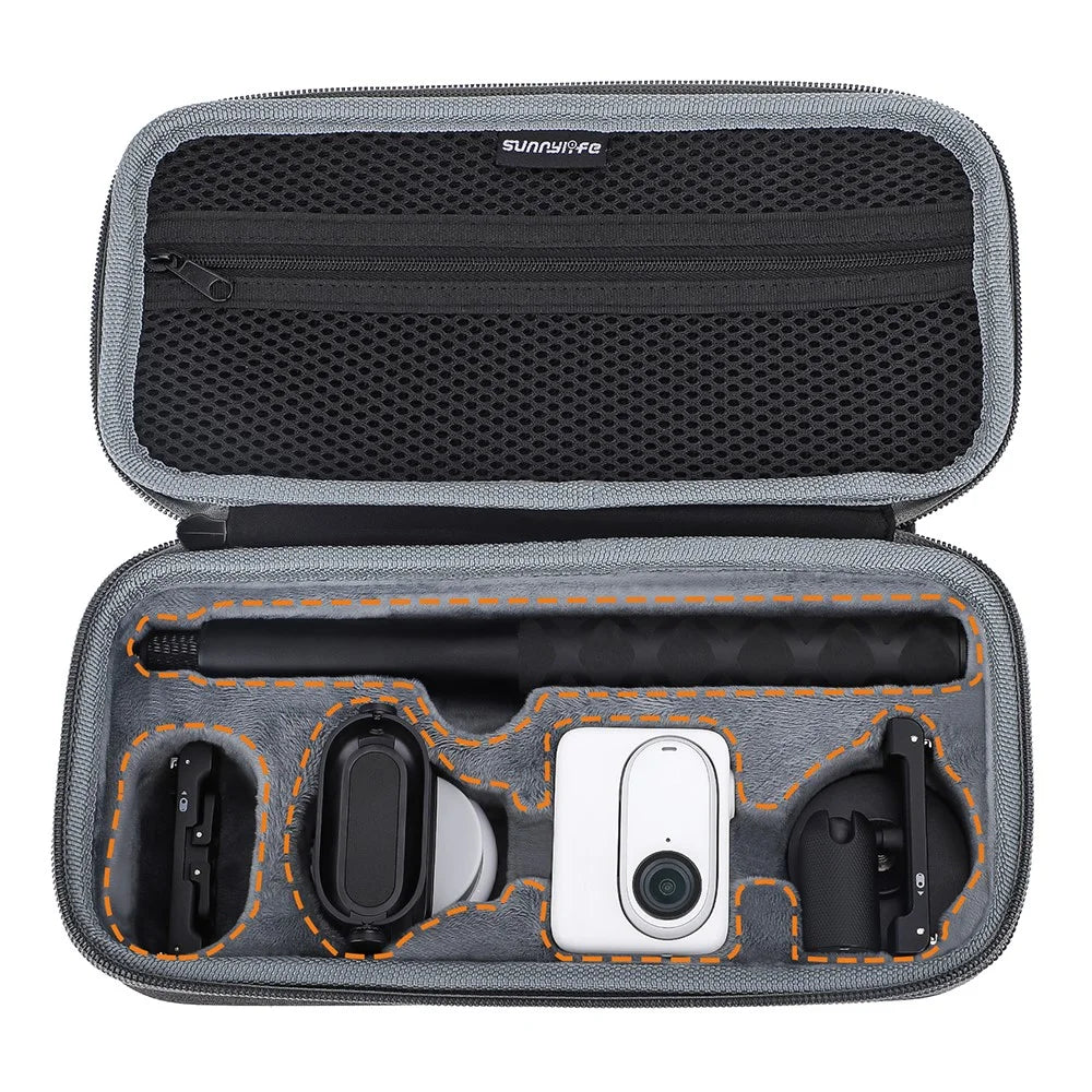 SUNNYLIFE IST-B675 Portable Storage Bag for Insta360 GO 3 Camera, Cloth+Flannelette Travel Carrying Case - 3
