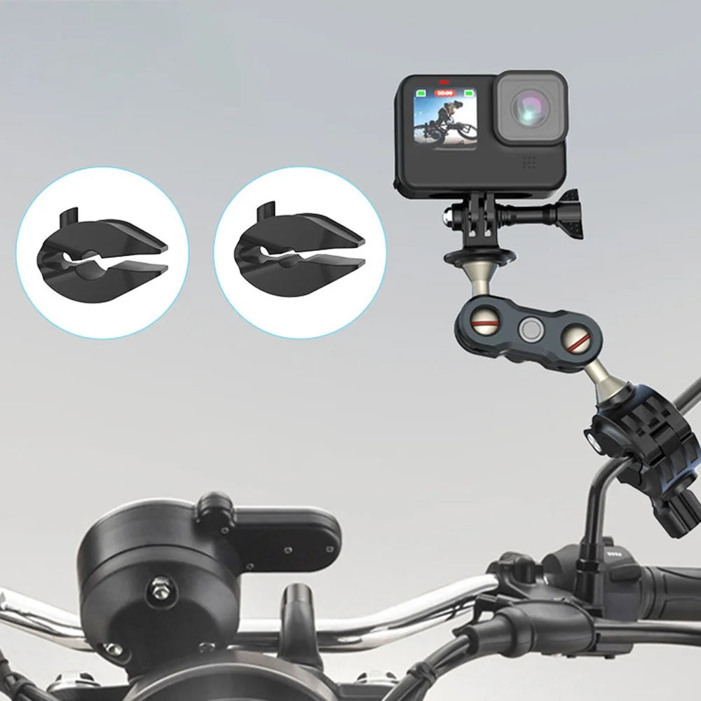FLW402 Bike Motorcycle Handlebar Camera Holder 360 Degrees Rotary Aluminum Bike Camera Adapter Mount - 2