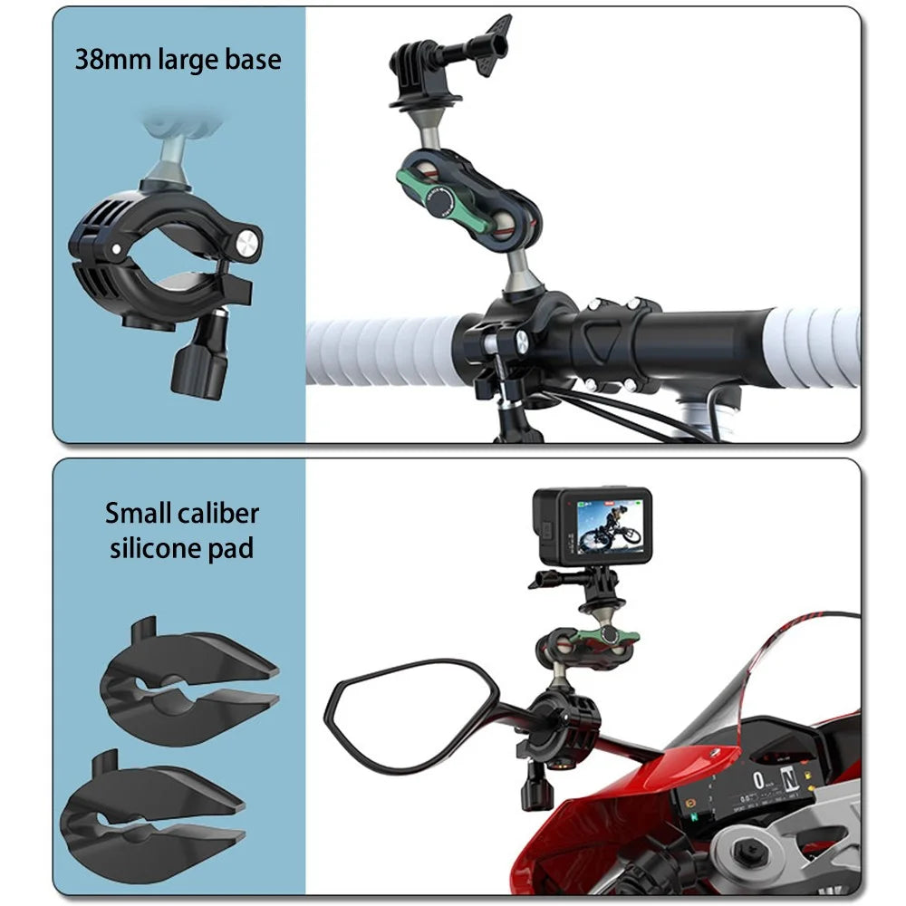 FLW402 Bike Motorcycle Handlebar Camera Holder 360 Degrees Rotary Aluminum Bike Camera Adapter Mount - 5