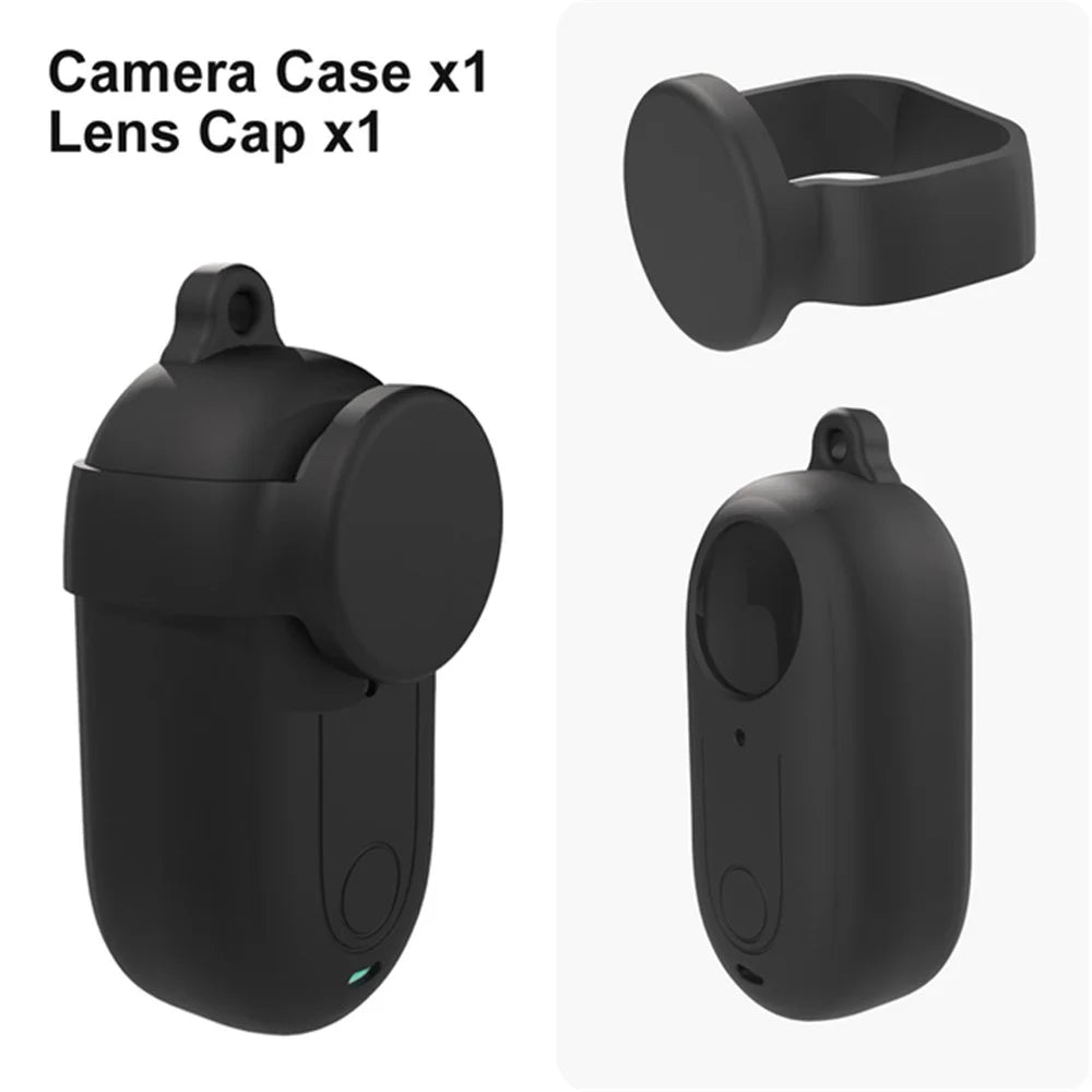 For Insta360 GO 3 Anti-scratch Silicone Cover Camera Body Sleeve Case with Lens Cap - Black - 4
