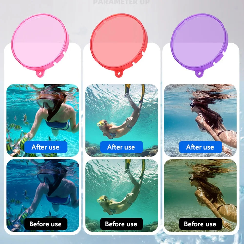 3Pcs / Set Diving Lens Filter for Insta360 Go 3 Camera Diving Case Underwater Diving Lens Filters - 2