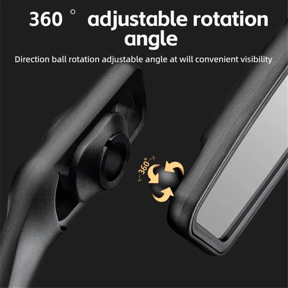 ROCKBROS 1Pc Bicycle Mirror Handlebar Rear View Stainless Steel Reflector 360 Degree Rotation Mirror - Left - 3