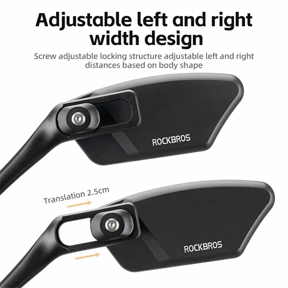 ROCKBROS 1Pc Bicycle Mirror Handlebar Rear View Stainless Steel Reflector 360 Degree Rotation Mirror - Left - 5