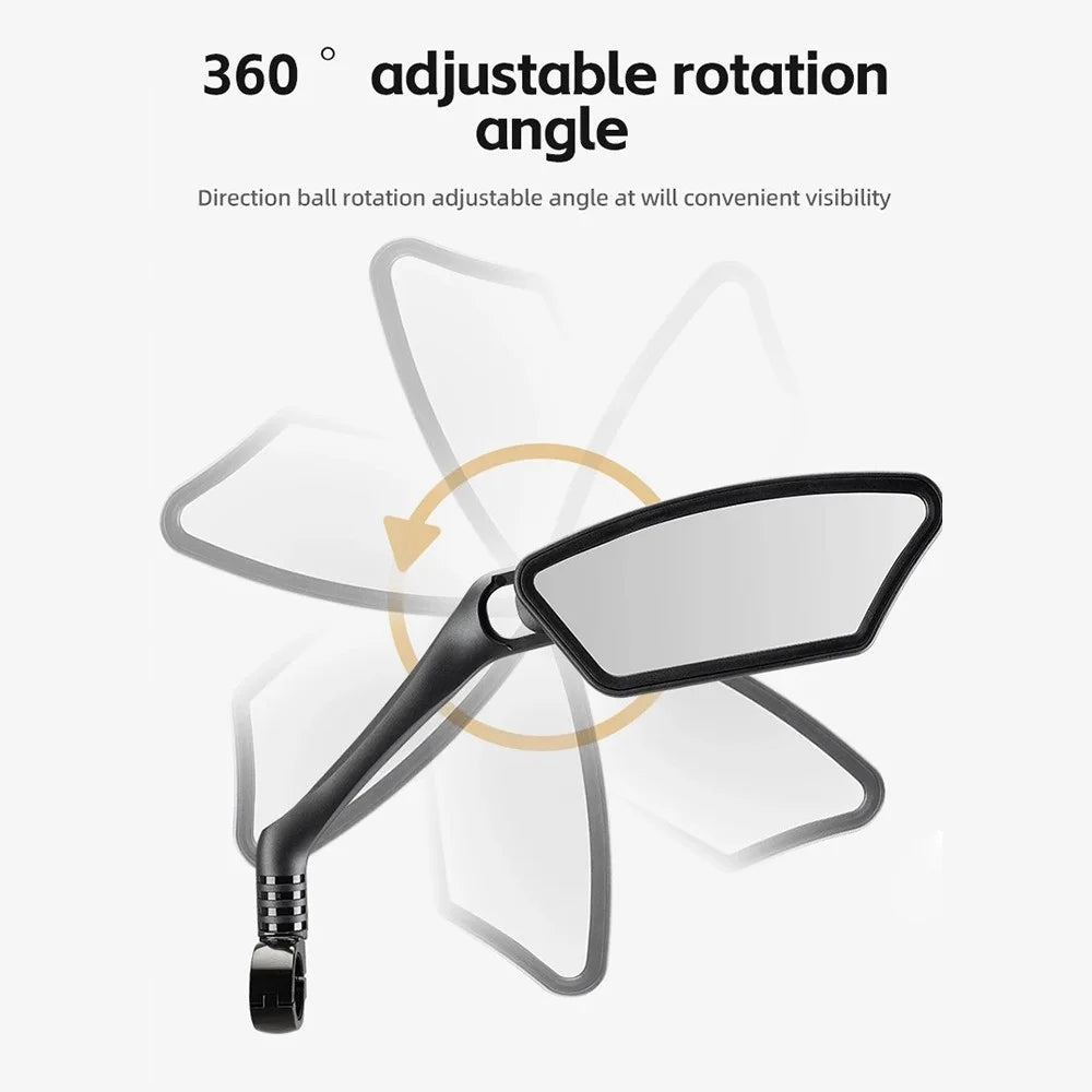 ROCKBROS 1Pc Bicycle Mirror Handlebar Rear View Stainless Steel Reflector 360 Degree Rotation Mirror - Left - 7