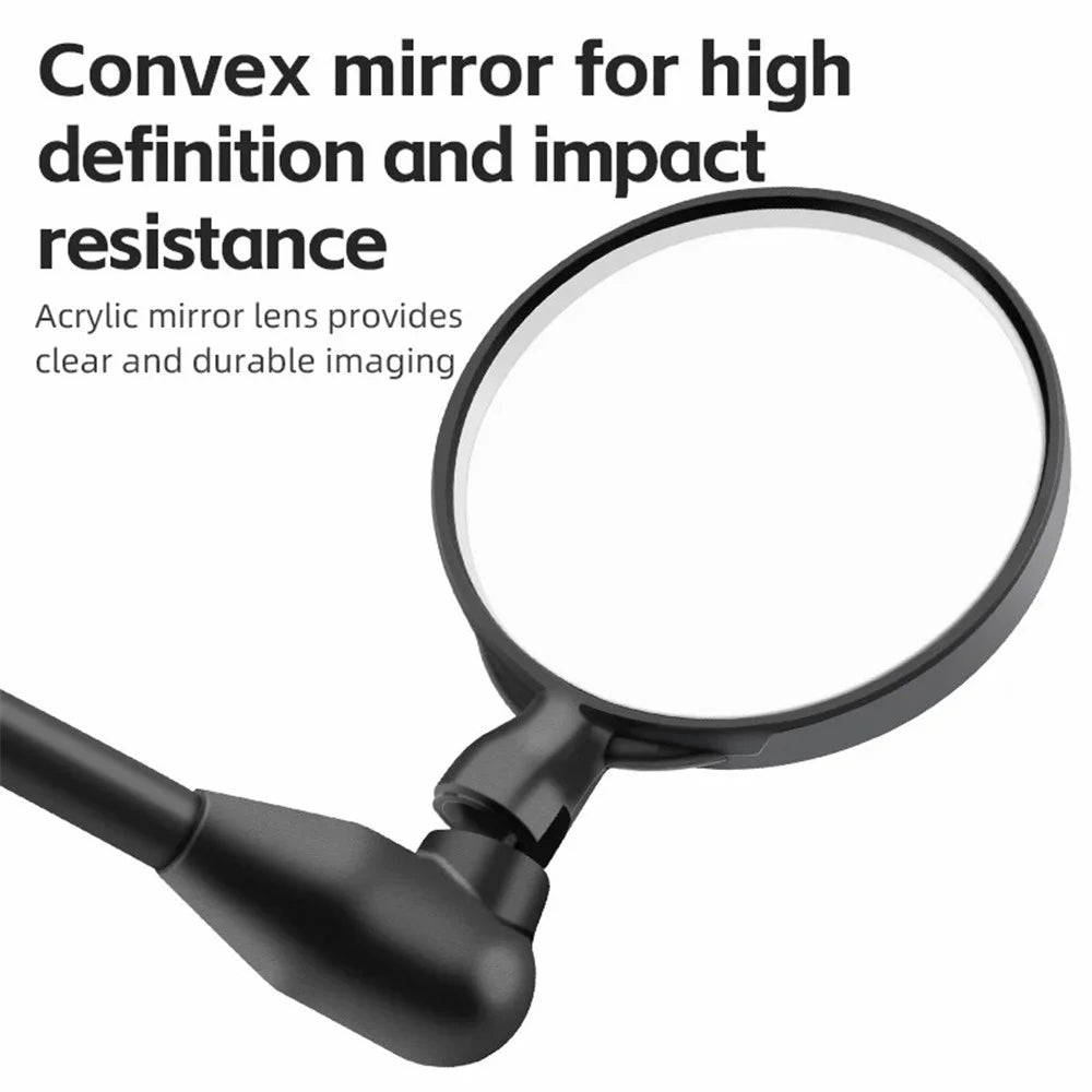 ROCKBROS Bicycle Helmet Rearview Mirror Motorcycle 360 Degree Rotatable Extendable Riding Safety Mirror - Black - 4