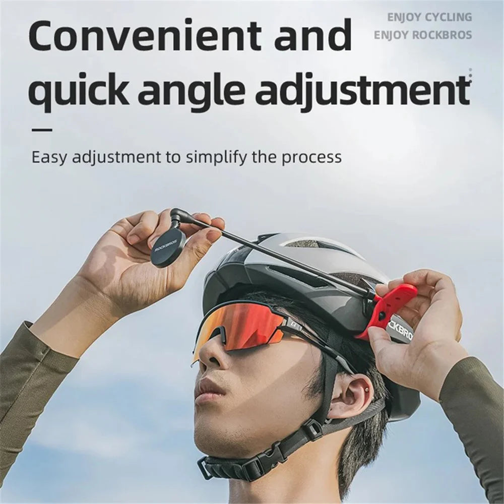 ROCKBROS Bicycle Helmet Rearview Mirror Motorcycle 360 Degree Rotatable Extendable Riding Safety Mirror - Black - 7