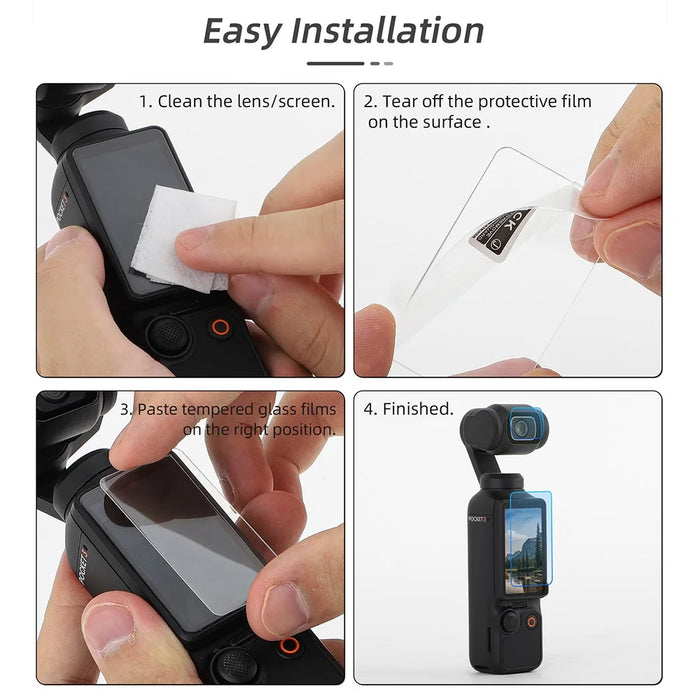 SUNNYLIFE OP3-BHM717 2Pcs Tempered Glass Screen Protector + 2Pcs Lens Film for DJI Osmo Pocket 3 Handheld Camera - 6