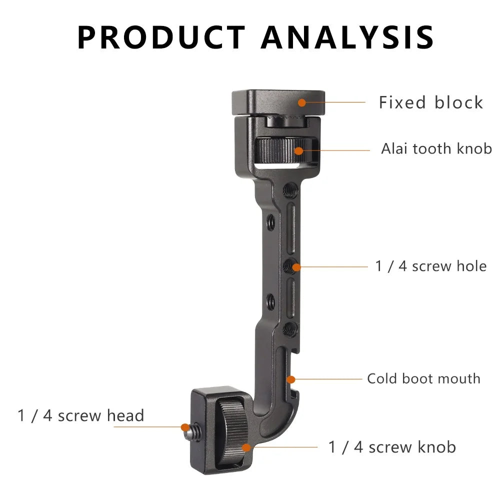 Metal Monitor Mount Holder Expansion Arm Bracket Adapter with 1 / 4 Screw, Cold Shoe - 7