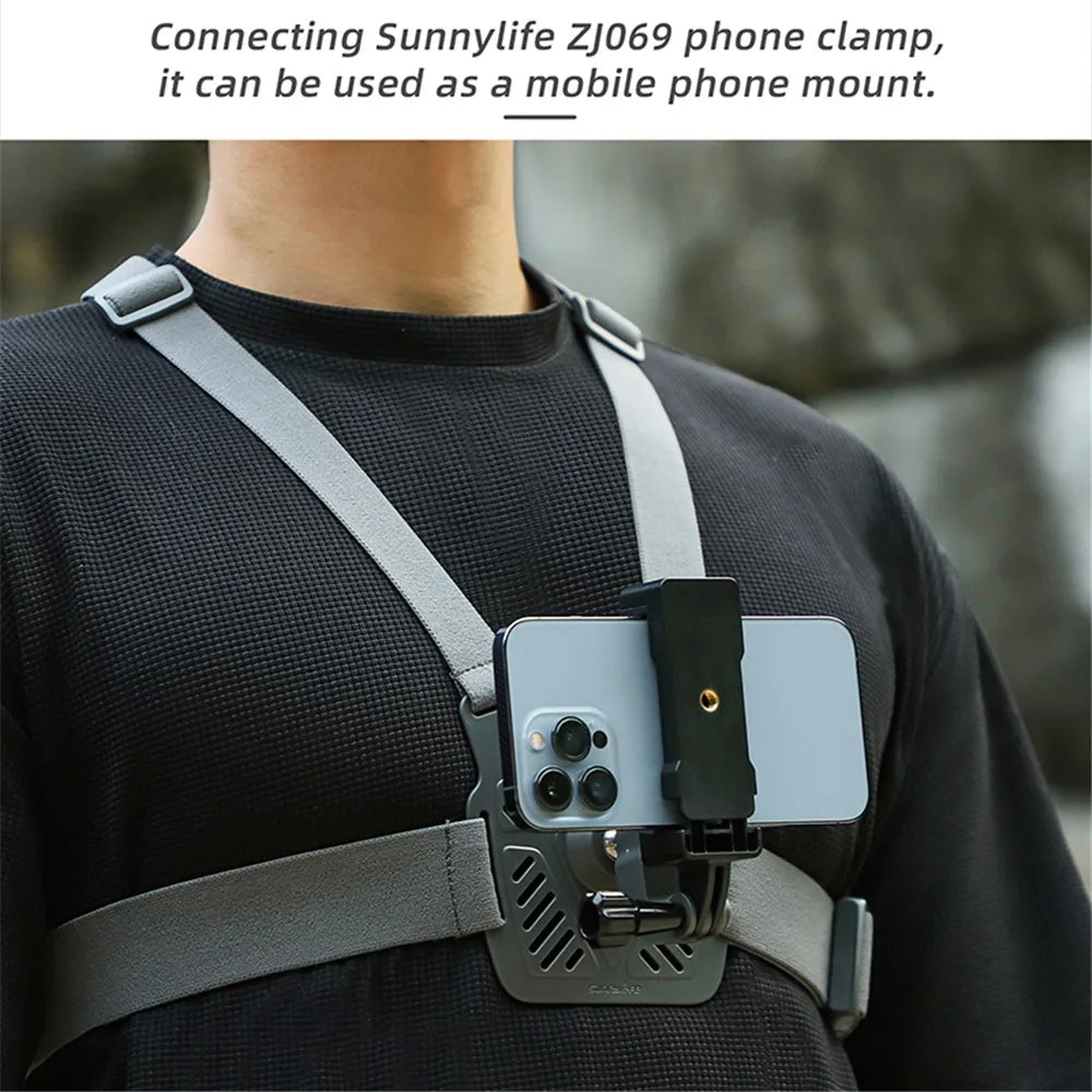 SUNNYLIFE XD742 For DJI Osmo Pocket 3 / GoPro 12 Chest Strap Belt 360 Degree Rotating Sports Camera Harness Mount - 3