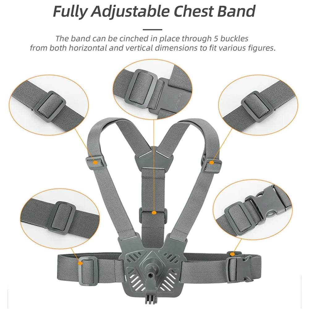 SUNNYLIFE XD742 For DJI Osmo Pocket 3 / GoPro 12 Chest Strap Belt 360 Degree Rotating Sports Camera Harness Mount - 4