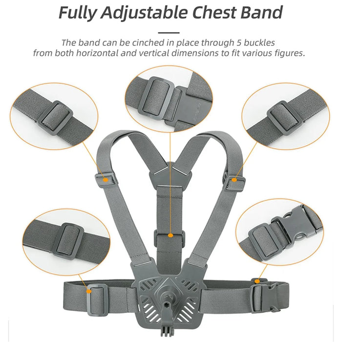 SUNNYLIFE XD742 For DJI Osmo Pocket 3 / GoPro 12 Chest Strap Belt 360 Degree Rotating Sports Camera Harness Mount - 4