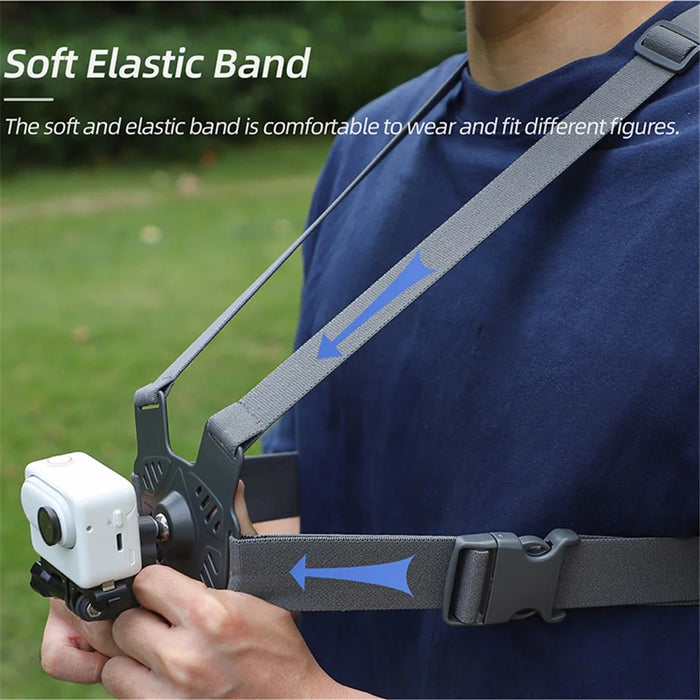 SUNNYLIFE XD742 For DJI Osmo Pocket 3 / GoPro 12 Chest Strap Belt 360 Degree Rotating Sports Camera Harness Mount - 5