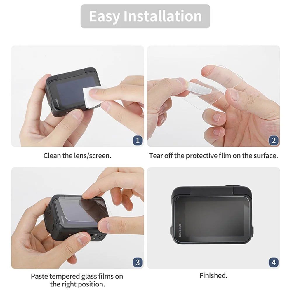 SUNNYLIFE 1 Set For Insta360 Ace Shockproof Tempered Glass Film Clear Camera Screen Protector - 5
