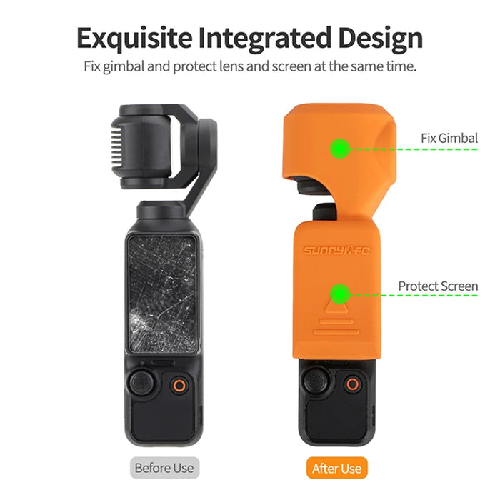SUNNYLIFE OP3-BHT746 For DJI Osmo Pocket 3 Silicone Case Protector PTZ Camera Screen Lens Protective Cover - Black - 3