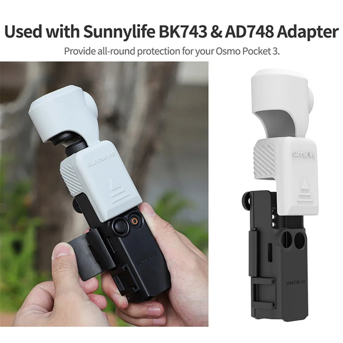 SUNNYLIFE OP3-BHT746 For DJI Osmo Pocket 3 Silicone Case Protector PTZ Camera Screen Lens Protective Cover - Black - 5