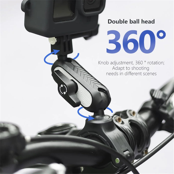 JUNNX JX-GP-10 Bike Handlebar Camera Mount Clamp for GoPro Hero 11 10 9, DJI 360-Degree Rotation Action Camera Bicycle Clip - 3