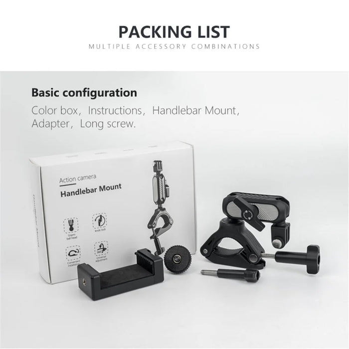 JUNNX JX-GP-10 Bike Handlebar Camera Mount Clamp for GoPro Hero 11 10 9, DJI 360-Degree Rotation Action Camera Bicycle Clip - 7