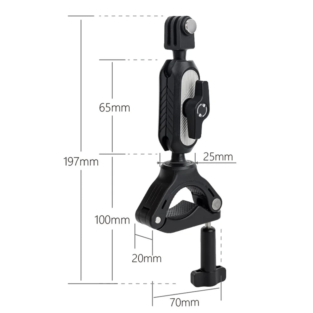 JUNNX JX-GP-10-A Bike Handlebar Camera Mount Clamp with Adapter for GoPro Hero 11 10 9, DJI, 360-Degree Rotation Bicycle Camera Holder - 6