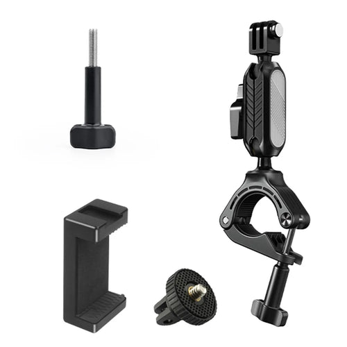 JUNNX JX-GP-10-B Bicycle Handlebar Mount with Phone Clip for GoPro Hero 11 10 9, DJI Camera Bike Clamp Holder with 360-Degree Rotation - 1