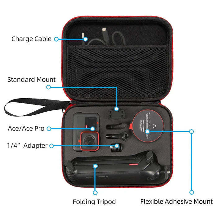 Portable Storage Bag for Insta360 Ace Pro 2 / Ace Pro / Ace Action Camera Handheld Gimbal Carrying Case - Black - 7