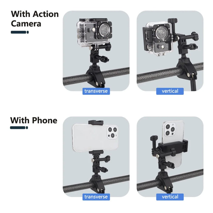 JUNNX JX-GP-05-A Bike Camera Mount with Phone Clip for GoPro Hero 11 / 10, Cell Phones - 7
