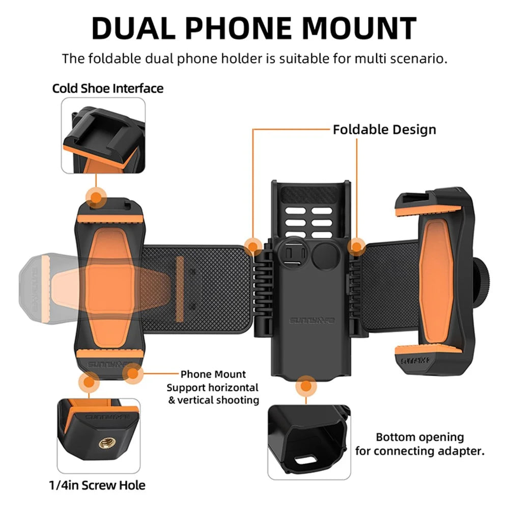 SUNNYLIFE OP3-ZJ756 For Osmo Pocket 3, Smartphone Mount Holder with Cold Shoe Camera Accessories - 4
