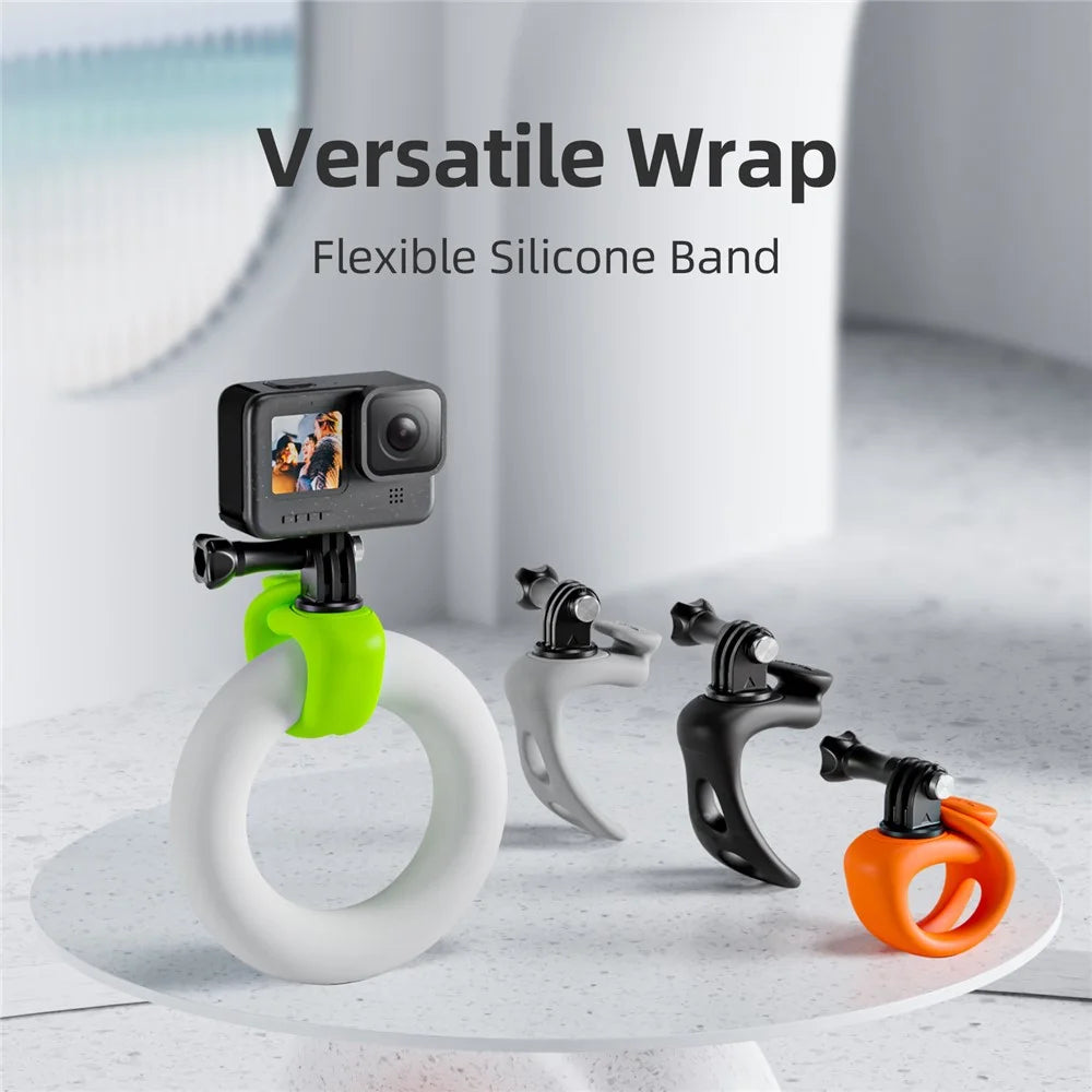 TELESIN TLQ-001 Silicone Strap Mount Flexible Wrap Band for GoPro Action Camera Bike Motorcycle Handlebar Holder - Black - 3