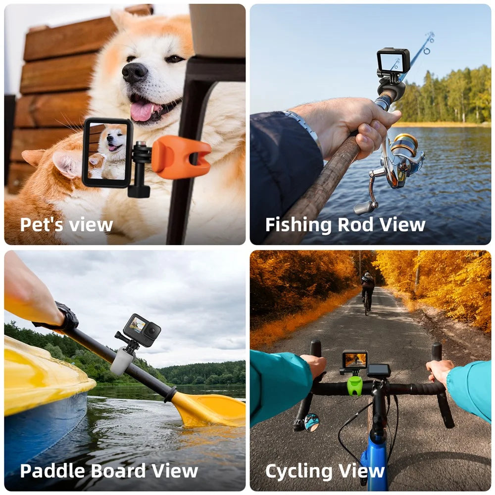 TELESIN TLQ-001 Silicone Strap Mount Flexible Wrap Band for GoPro Action Camera Bike Motorcycle Handlebar Holder - Black - 5