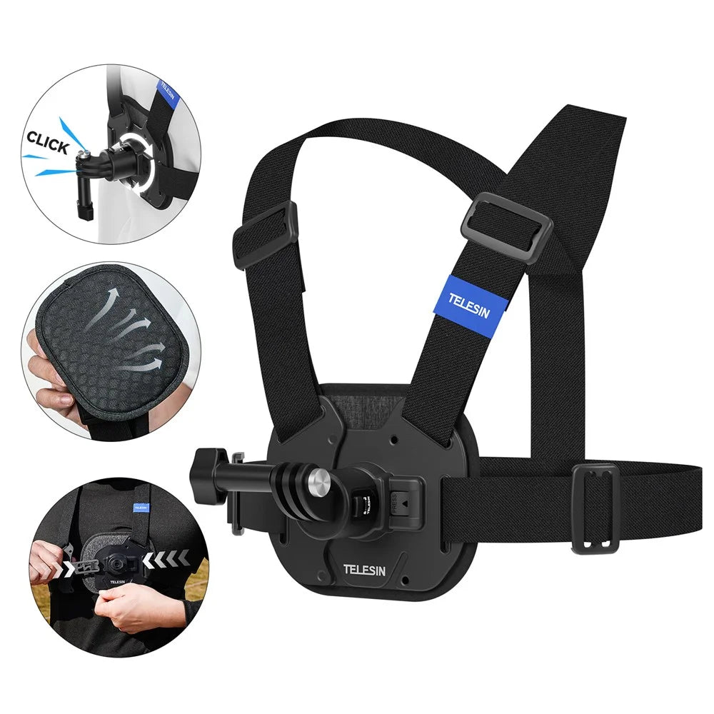 TELESIN S2-CGP-02 Chest Mount Harness for GoPro 12 Quick Release Chest Strap for Action Camera - 2