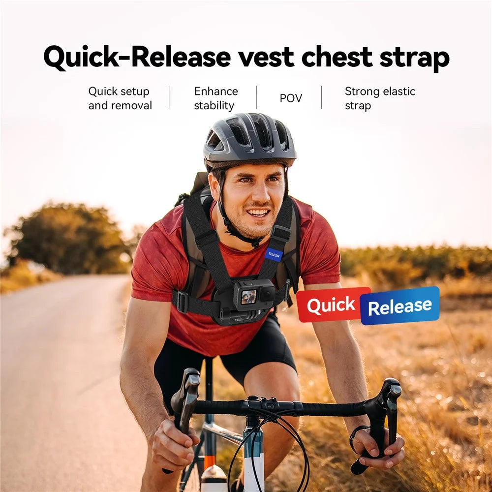 TELESIN S2-CGP-02 Chest Mount Harness for GoPro 12 Quick Release Chest Strap for Action Camera - 3