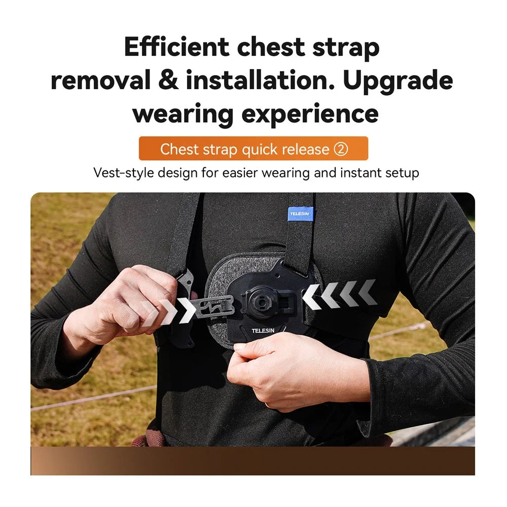 TELESIN S2-CGP-02 Chest Mount Harness for GoPro 12 Quick Release Chest Strap for Action Camera - 5