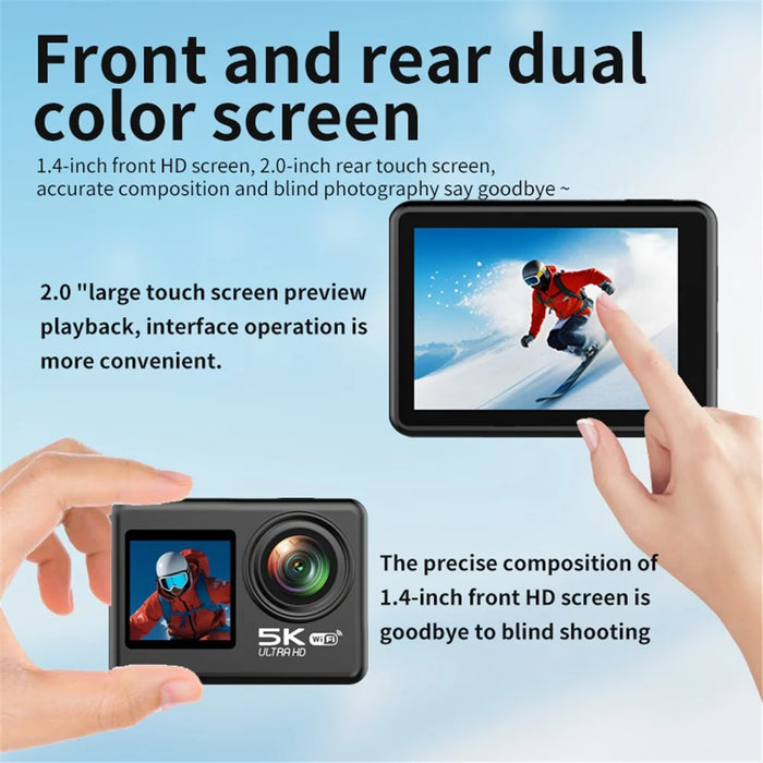 V5 5K Action Camera 30m Waterproof WiFi App Control Dual Screen Sports Camera with EIS Stabilization - 3