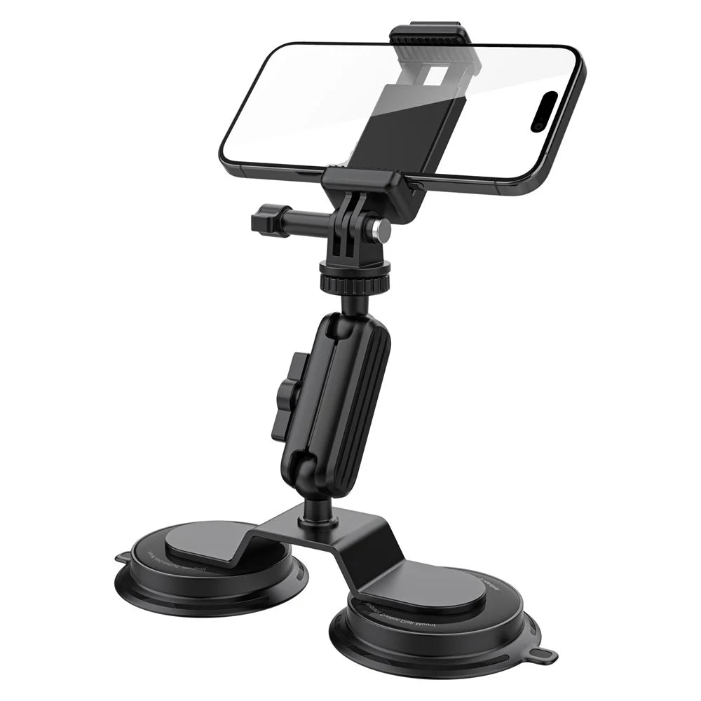 K03-2 For Insta360 / GoPro Action Camera Bracket Magnetic Dual Suction Cup Rotatable Camera Stand - 1