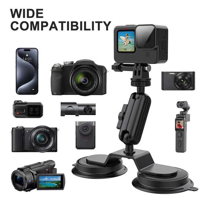 K03-2 For Insta360 / GoPro Action Camera Bracket Magnetic Dual Suction Cup Rotatable Camera Stand - 4