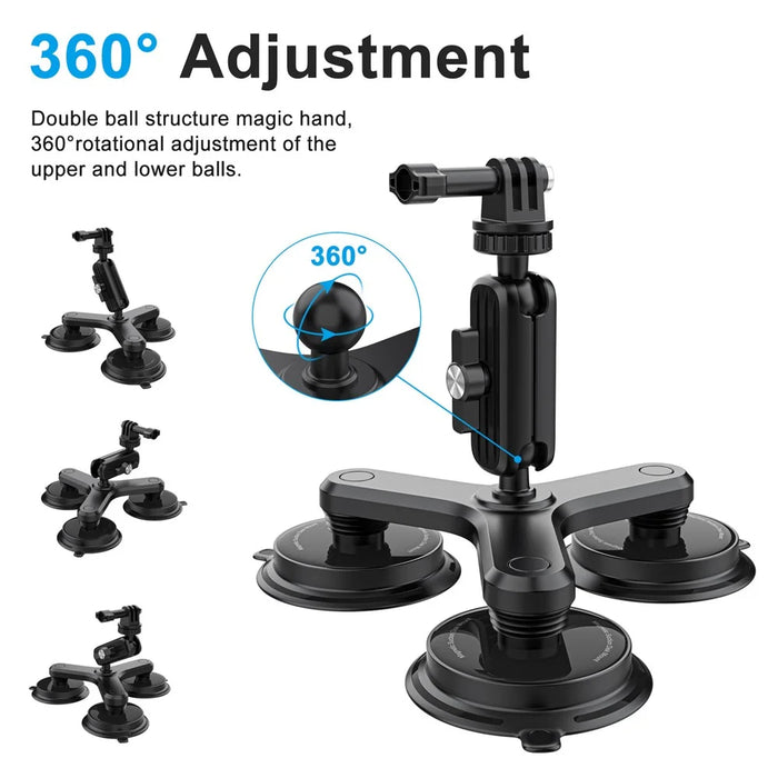 K03-3 Triple Magnetic Base Camera Magnetic Holder Mount with 360 Degree Rotating Ball Head - 3