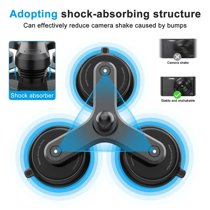 K03-3 Triple Magnetic Base Camera Magnetic Holder Mount with 360 Degree Rotating Ball Head - 6