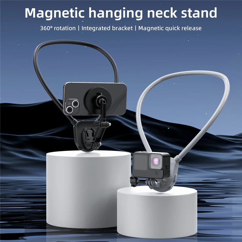FLW430 Sports Camera Neck Mount Action Camera Necklace Holder Vlog Aceessories - Black - 2