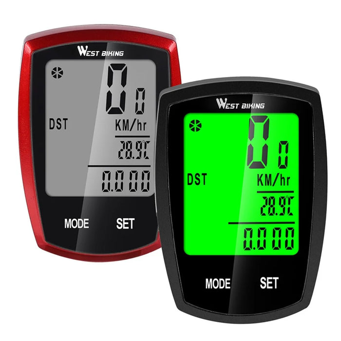 WEST BIKING Touch Screen Bicycle Wired LED Digital Rate Cycling Odometer Stopwatch Speedometer - Black - 4