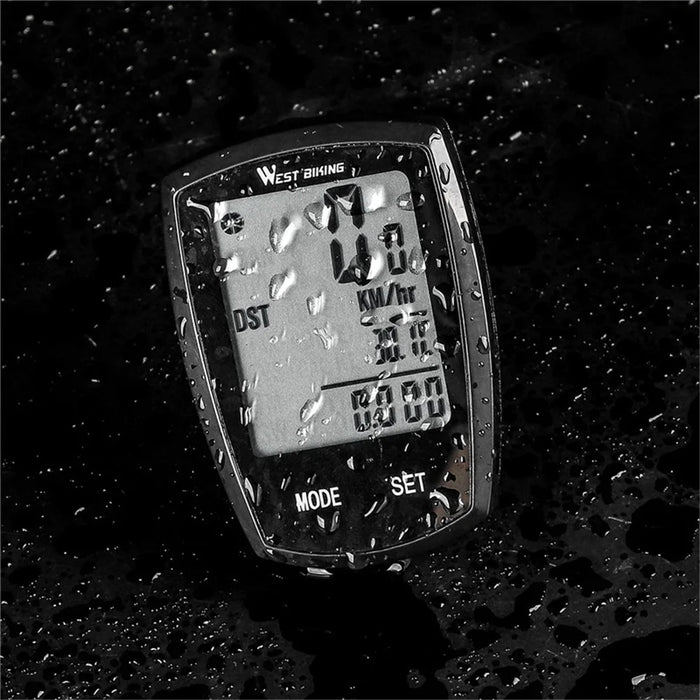 WEST BIKING Touch Screen Bicycle Wired LED Digital Rate Cycling Odometer Stopwatch Speedometer - Black - 5