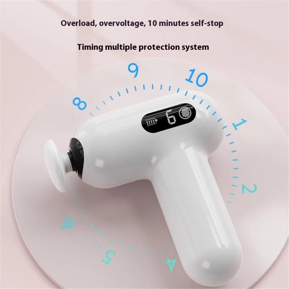 H05 6 Speeds High Frequency Vibration Mini Massage Gun Portable Handheld Deep Tissue Massager - Black - 6
