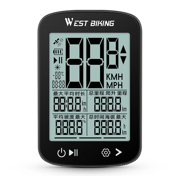 WEST BIKING YP0702112 GPS Bike Computer Waterproof 2.4 Inch LCD Screen Cycling Wireless Speedometer - Black - 1